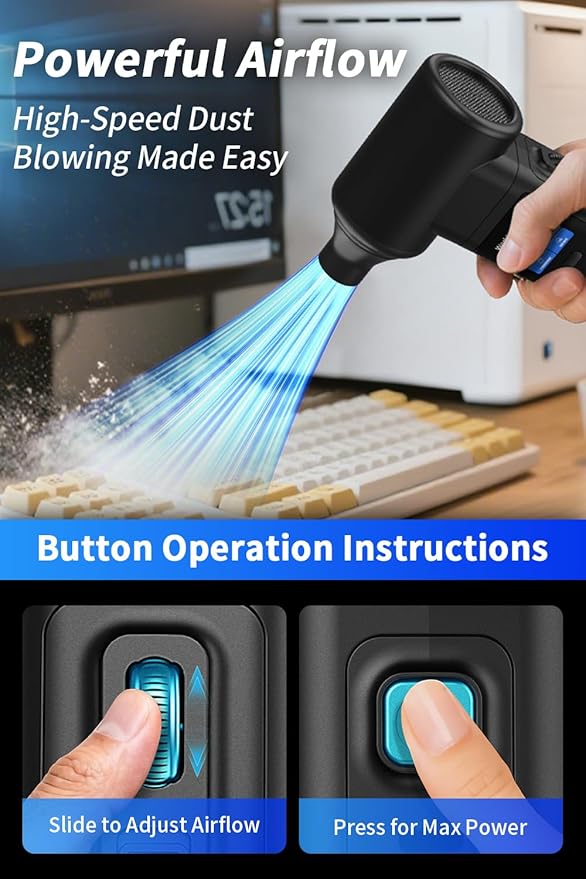 Instant Dust Removal – Electric Air Duster 130000 RPM, 40 mm Motor, 10000 mAh - Image 3