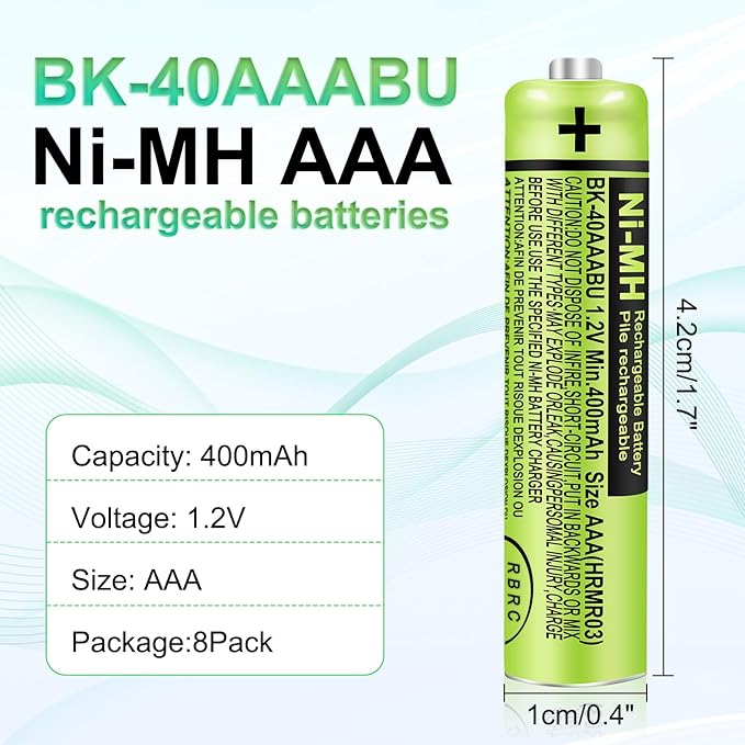 8 Pack BK-40AAABU Ni-MH AAA Rechargeable Battery - Image 4