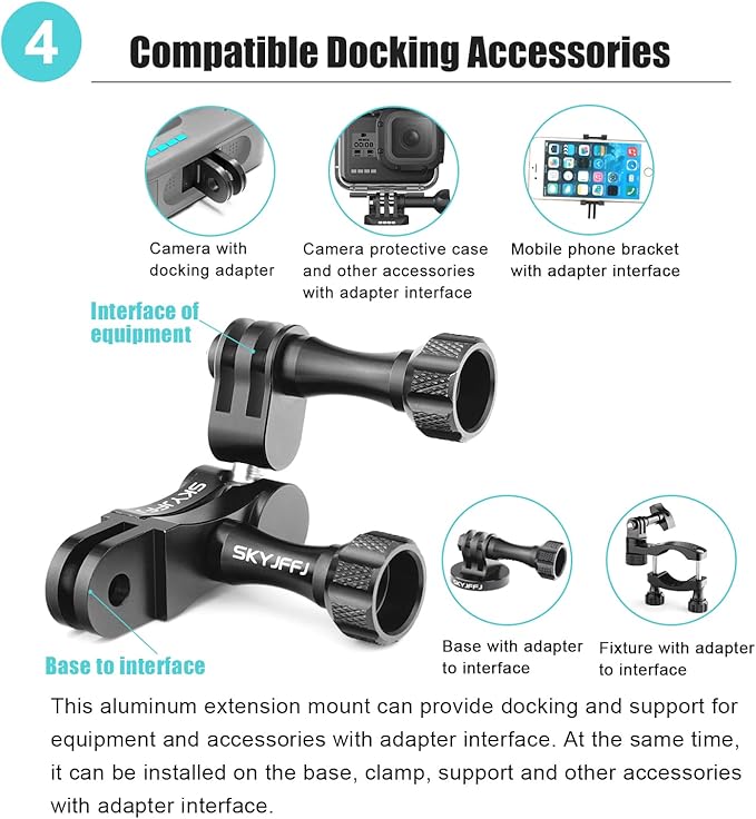 Aluminum Ball gopro Handlebar Mount, 360 Rotation and Lock Any Direction - Image 5