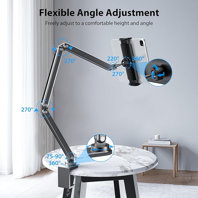Tablet Stand for Desk, Aluminum Alloy Foldable Tablet Arm Mount Holder - Image 4