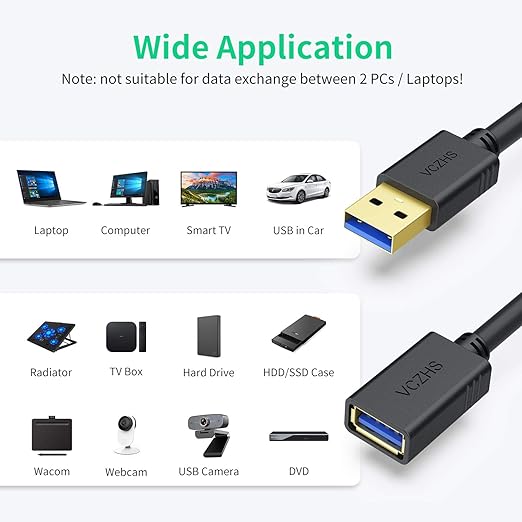 VCZHS Tech USB Extension Cable 3.3ft, USB 3.0 Extender - Image 3