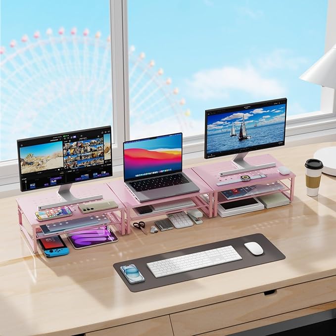 Gianotter 2-Tier Metal Monitor Stand Riser, Workspace Organizer - Image 6