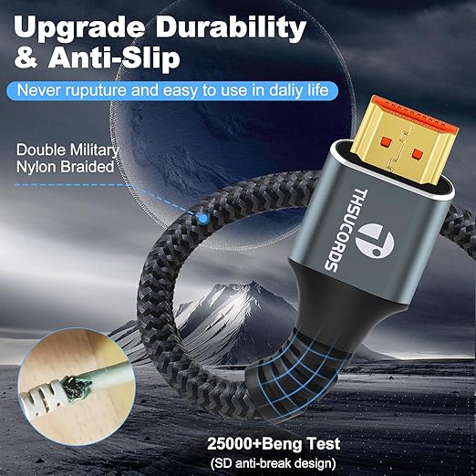 8K 4K HDMI Cable 1.6FT 2 Pack, High Speed Braided HDMI to HDMI 2.1 Cord - Image 3