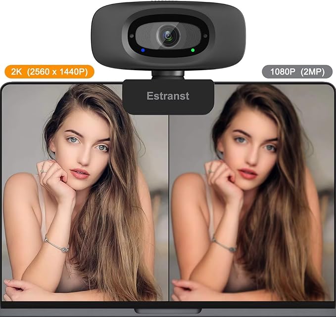 USB Webcam with Privacy Cover & Noise Canceling Microphone, Works with Zoom - Image 2