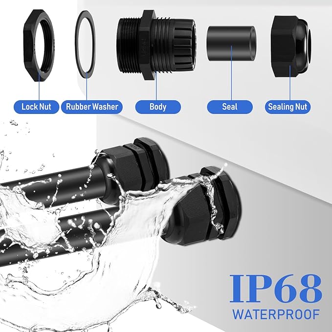 Duraaamo 100pcs Nylon Cable Gland Kit 3-25 mm Cable Gland Connectors NPT - Image 3