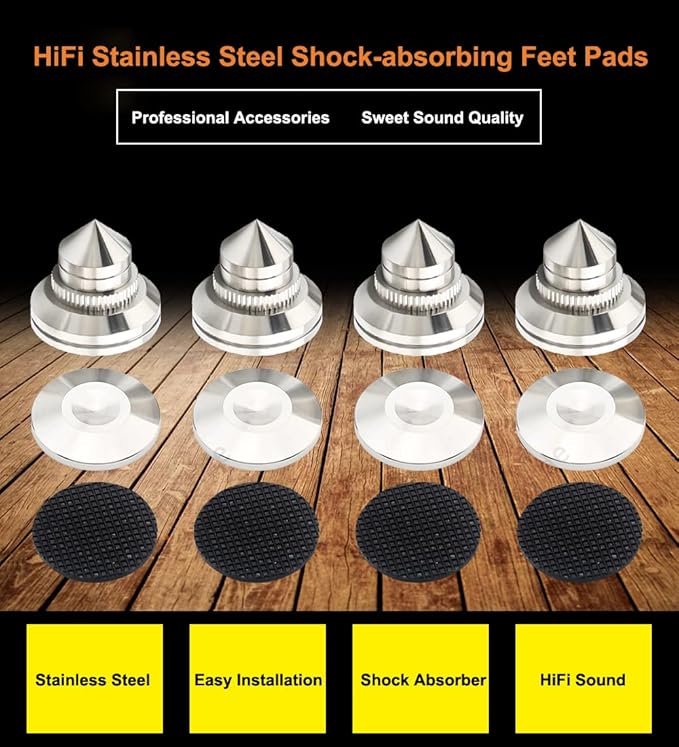 4 Sets Speaker Isolation Stand Feet, Stainless Steel Speaker Base Pads - Image 3