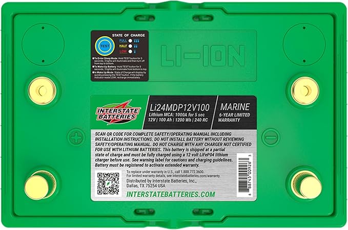 Interstate Batteries 12V 100Ah Group Size 24M Lithium Marine Dual Purpose Deep - Image 8