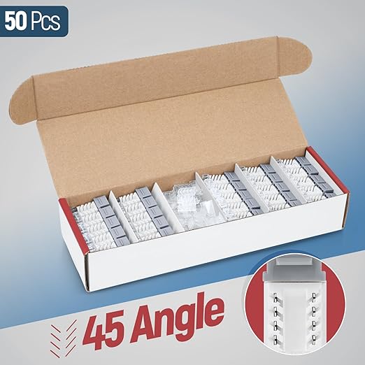 Everest 45° Angled RJ45 Cat6 Keystone Jacks 50-Pack in Gray - Image 2