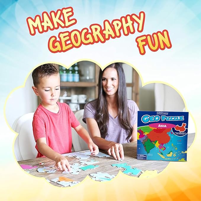 GeoToys GeoPuzzle, Asia Shaped Jigsaw Puzzles, Geography Game & Map Puzzle - Image 2