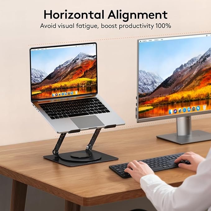 TECKNET Laptop Stand for Desk, 360 Rotating Base, Ergonomic Foldable Computer - Image 8