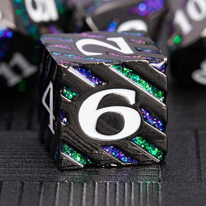 Dungeons and Dragons Dice, Metallic Stripes Dice - Image 3