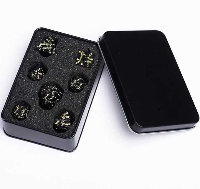 7PCS DND Dice Set, Metalli Crack Stripe Dice Set - Image 6