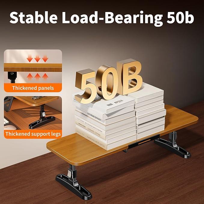 Wooden Monitor Stand Riser for Desk, Adjustable Height Monitor Shelf Riser - Image 4