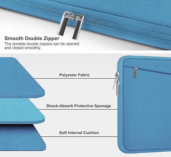 15.6 inch Laptop Sleeve, Slim Computer Carrying Bag Protective Cover Briefcase - Image 3