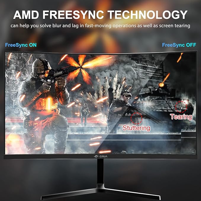 CRUA 24” Curved Gaming Monitor, 180Hz/144Hz FHD 1080P, Support 120% sRGB - Image 3