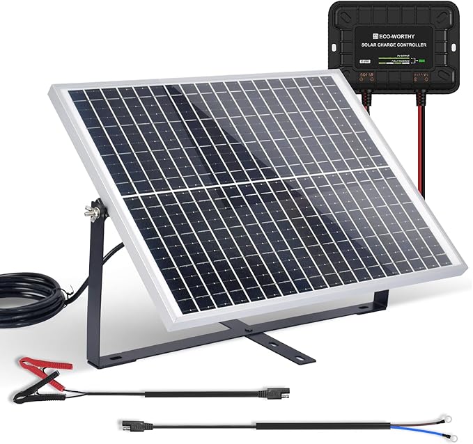 ECO-WORTHY 25W 12V Solar Battery Trickle Charger Maintainer, Waterproof Solar by ECO-WORTHY