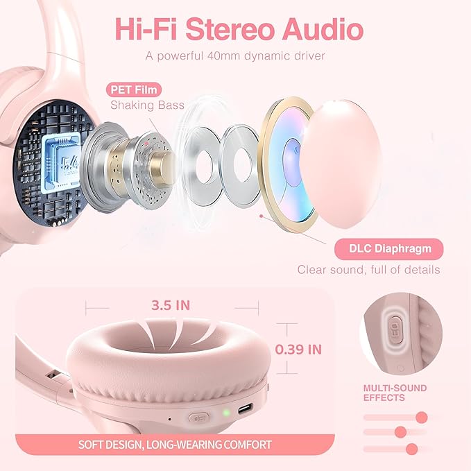MIDOLA Bluetooth Headphones Over Ear 68H Playtime 6 EQ Wireless Headset - Image 5