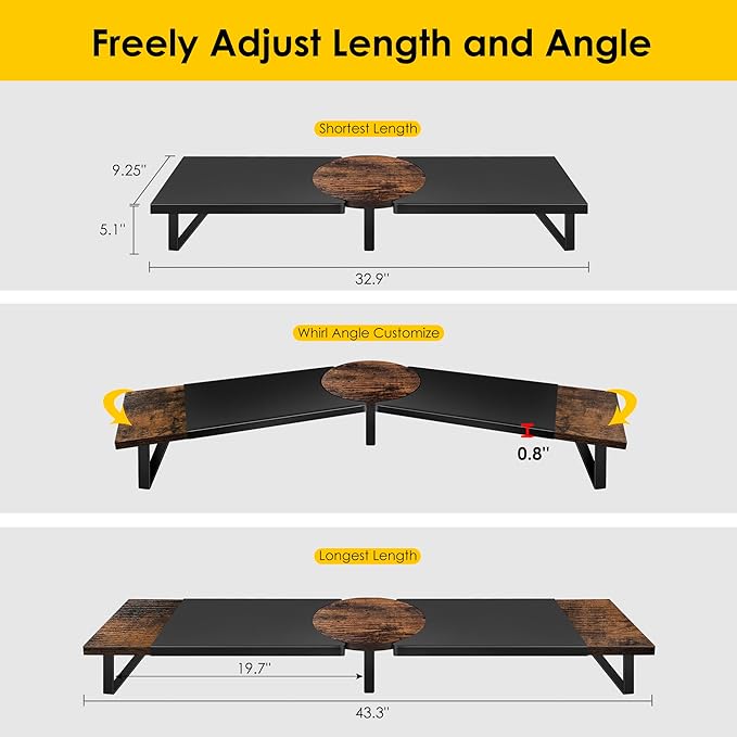 Dual Monitor Riser Stand For Desk, Adjustable Computer Monitor Stand For 2 - Image 3