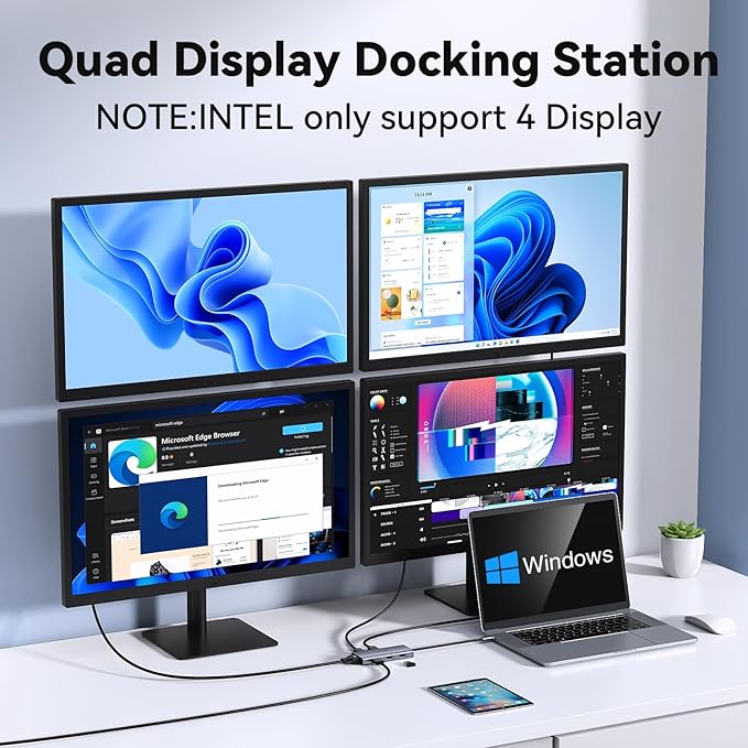USB C to Dual HDMI Adapter, USB C Docking Station Dual Monitor Adapter - Image 3