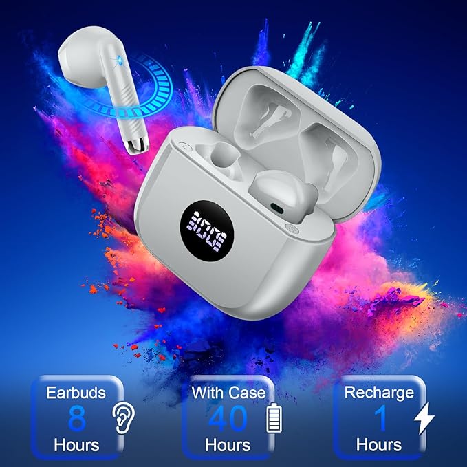 Wireless Earbuds, 40H Playback Mini Case IP7 Waterproof Sports Earphones - Image 4