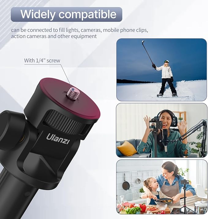 ULANZI MT-79 Extendable Tripod Aluminum, 360° Ball Head Camera Phone Tripod - Image 4
