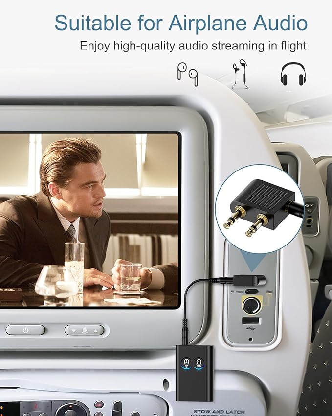 Bluetooth 5.2 Transmitter Receiver, Upgraded 2-in-1 Airplane Wireless Adapter - Image 4