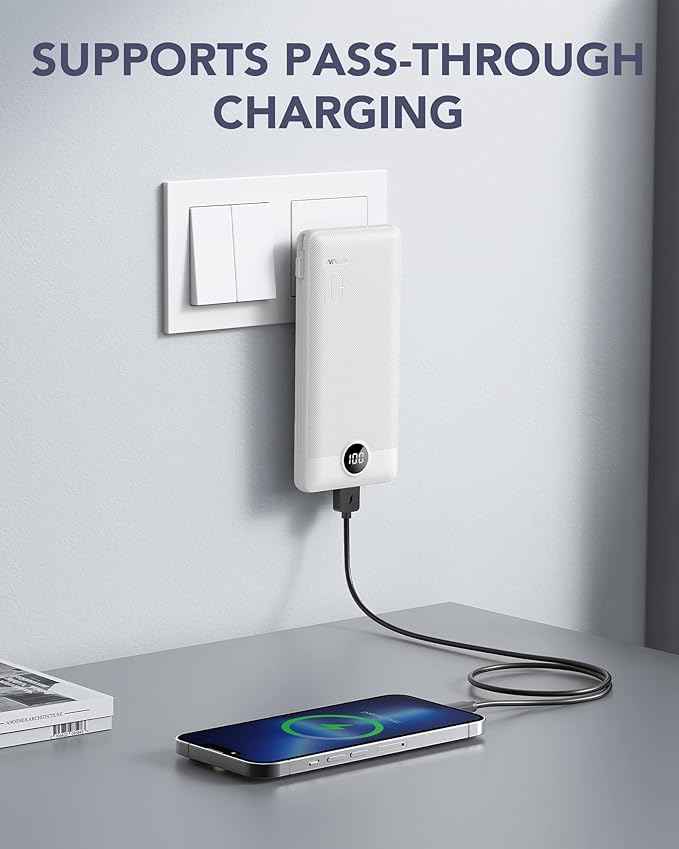 VRURC Portable Charger, Power Bank Built-in Cables and AC Wall Plug, USB C - Image 2