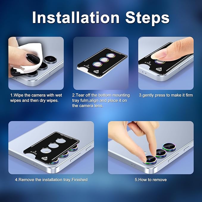 for Samsung Galaxy S25 Camera Lens Protector, Individual Metal Ring Tempered - Image 6