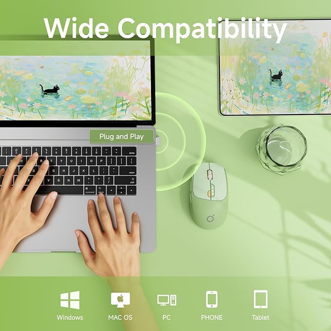 EWEADN Q5 Wireless Mouse, Battery Level Display, Ergonomic Office Mouse - Image 4