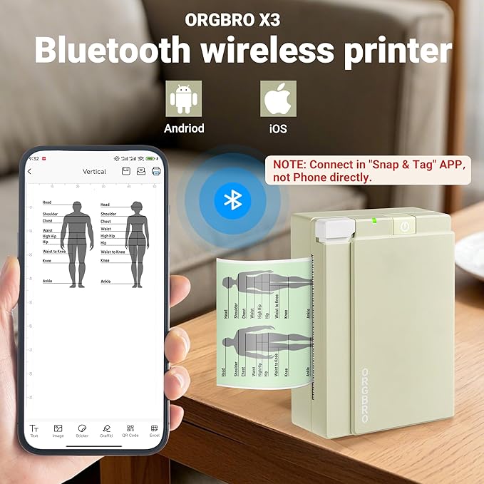 ORGBRO Sticker Printer Machine, X3 Mini Printer Print Pods Portable Thermal - Image 3