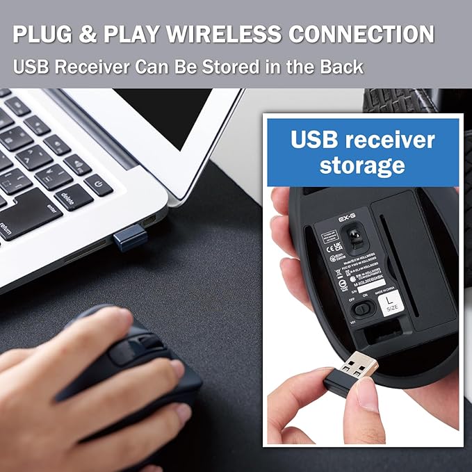 ELECOM Wireless Ergonomic Shape Mouse, 2.4GHz - Image 9