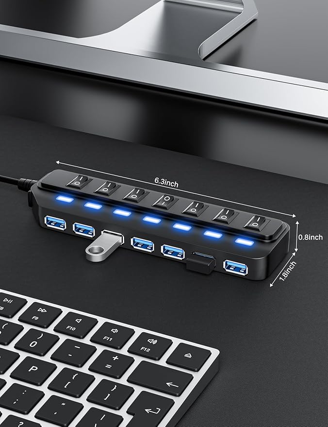 USB Hub 7 Port, USB 3.0 Hub Splitter - Image 6