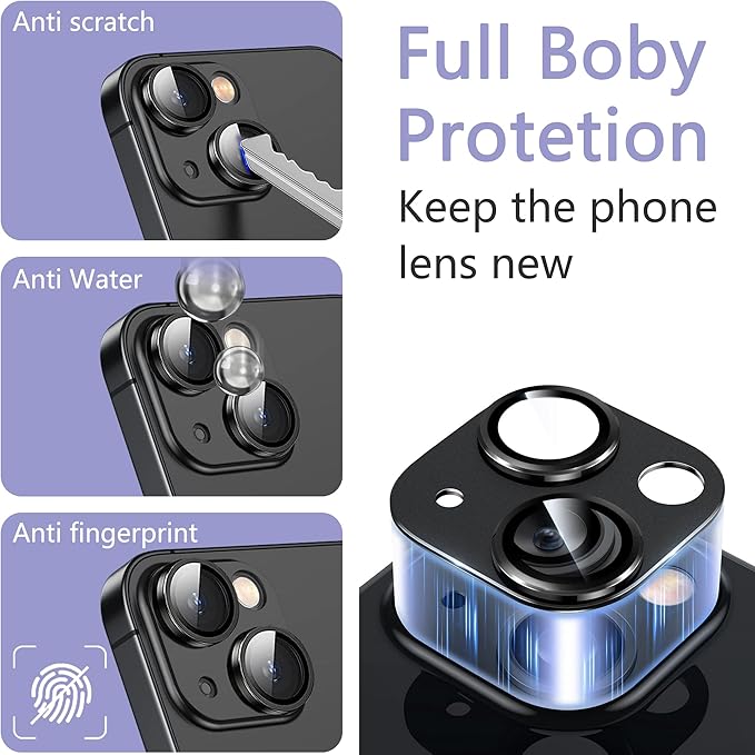 2 Pack Camera Lens Protector for iPhone 14 / iPhone 14 Plus, AR Tempered Glass - Image 6