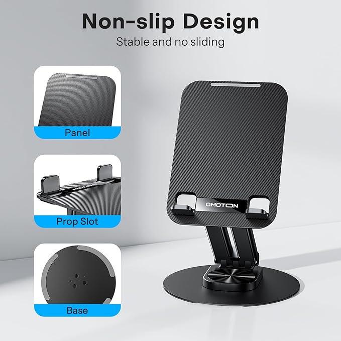OMOTON Tablet Stand for iPad, Adjustable Tablet Holder for Desk, Portable - Image 6