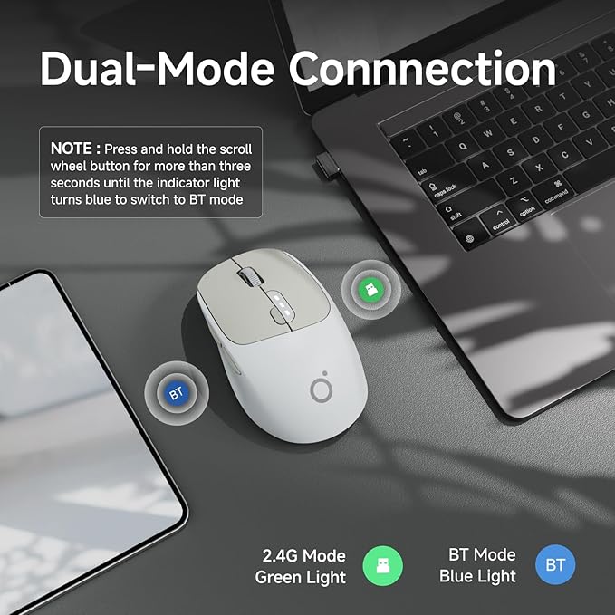 EWEADN Q5 Wireless Mouse, Battery Level Display, Ergonomic Office Mouse - Image 3