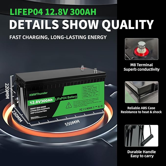 Lifepo4 Battery 300ah 12v 300ah Lifepo4 Battery Built-in BMS Protection Cycle - Image 5