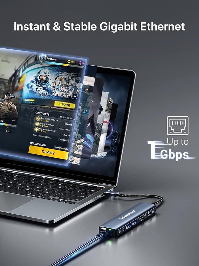 USB C Hub Ethernet, DockteckExpand 7-in-1 Multiport Adapter Type C to 4K@60Hz - Image 4