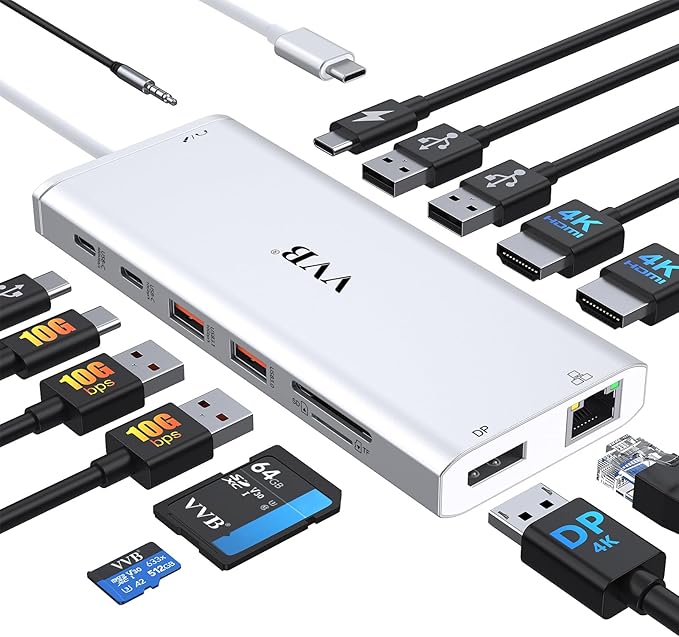 USB C Docking Station Dual Monitor by VVB