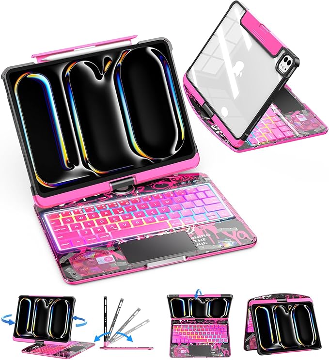 SIBEITU Keyboard Case for iPad Pro 11 Inch, 360 Rotatable iPad Pro 11 Clear by SIBEITU