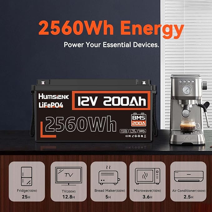 2PACK 12V 200Ah LiFePO4 Battery, Built-in 200A BMS, Rechargeable Deep Cycles - Image 6