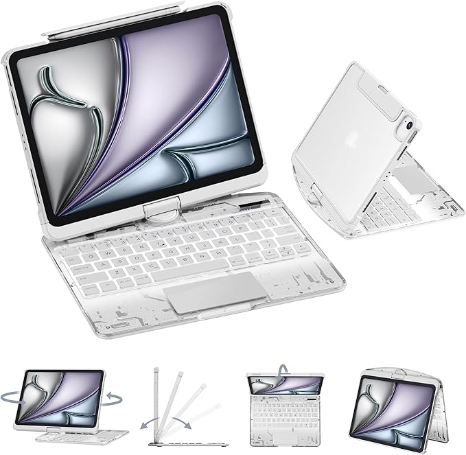 GUSGU Transparent Case with Wireless Keyboard only by GUSGU