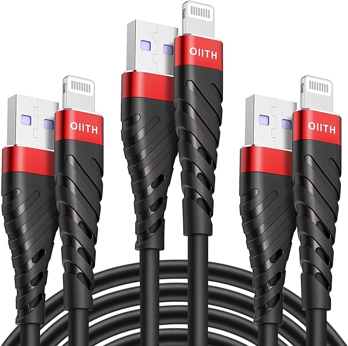 OIITH Apple MFi Certified iPhone Charger Cable 3 Pack 6 Ft, Long Lightning by OIITH