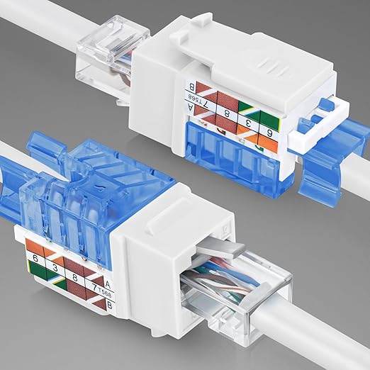 Everest 45° Angled RJ45 Cat5e Keystone Jacks 10-Pack in White - Image 8