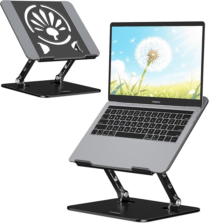 Aluminum Laptop Stand for Desk – Adjustable Ergonomic Laptop Riser, Foldable & by Axbima