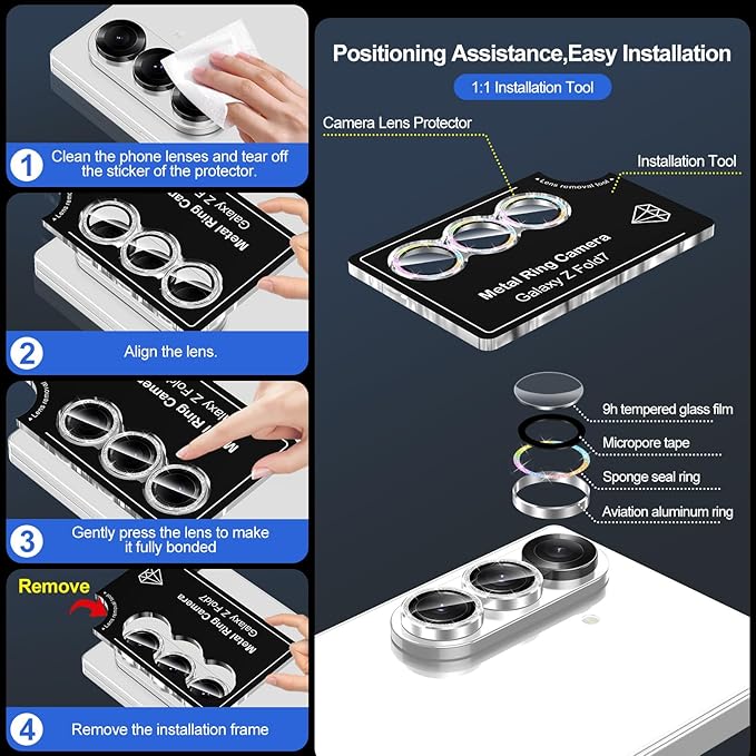 for Samsung Galaxy Z Fold 7 Camera Lens Protector, Individual Metal Ring - Image 6