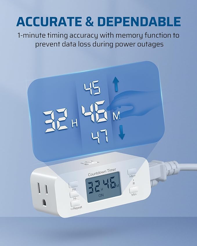 DEWENWILS 36 Hours Countdown Timer Outlet, Timers - Image 5