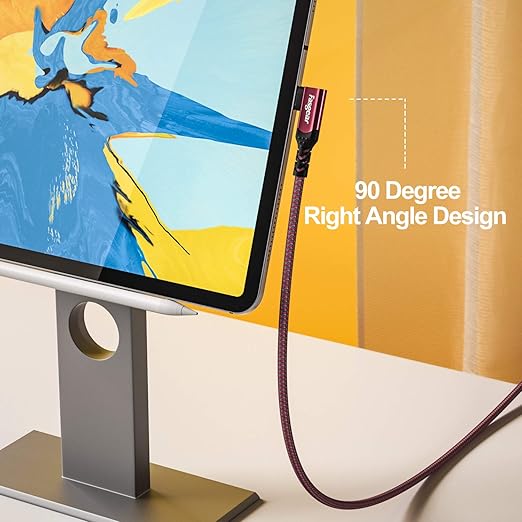 Fasgear USB C to USB C 3.1 Gen 2 Cable 6ft 90-Degree Type C 100W Cord 4K@60Hz - Image 4