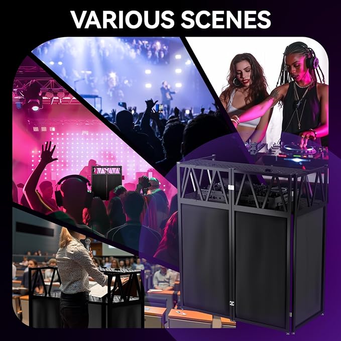 DJ Table Stand Portable booth Double Deck, Foldable DJ Stand Booth, Heavy-Duty - Image 6