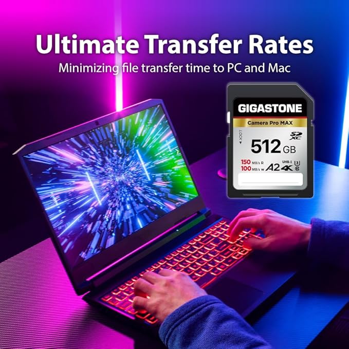 GIGASTONE 512GB SD Card, 4K Camera Pro MAX, A2 4K SDXC Memory Card High Speed - Image 5