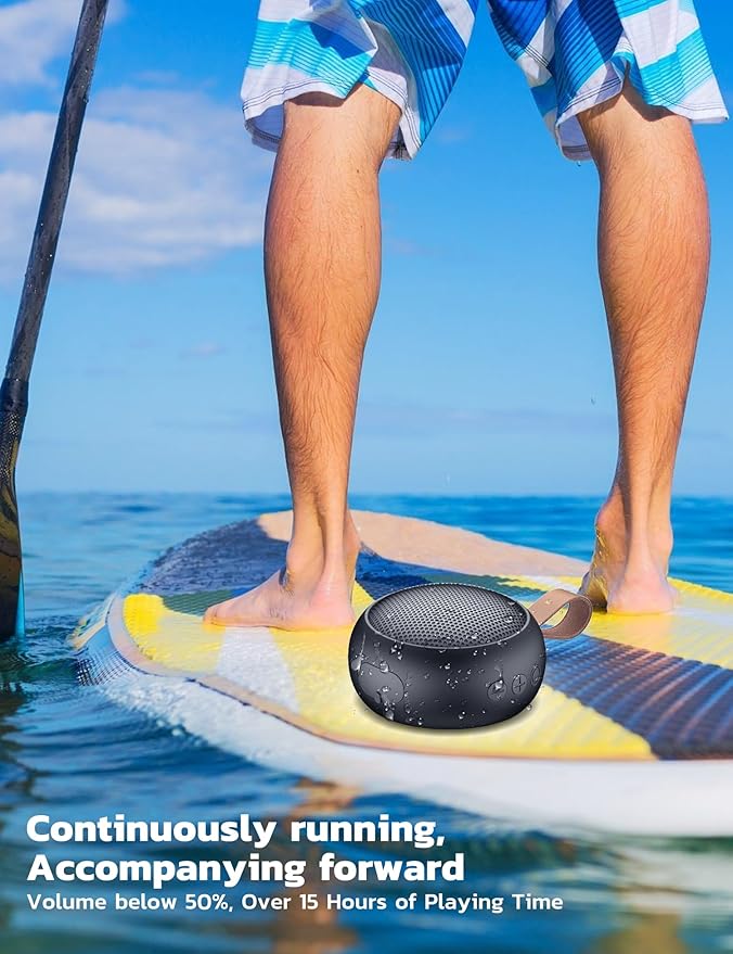 Portable Bluetooth Speaker, IPX7 Waterproof Small Shower Speaker Wireless - Image 5